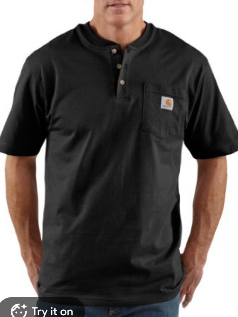 Carhartt Black Short-Sleeve Henley with Pocket